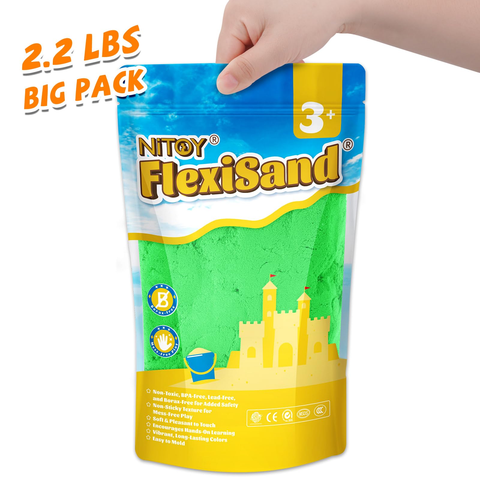  flexisandfun-non-toxic-kids-play-sand-green-color-2.2lbs-big-pack